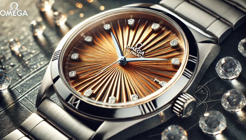 サンブラッシュ仕上げの文字盤とダイヤモンドインデックスのオメガ コンステレーション
