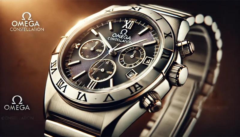 オメガ コンステレーションの文字盤と特徴的なベゼルのクローズアップ