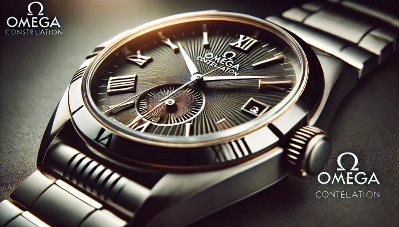 オメガ コンステレーションの爪（グリフ）付きベゼルと精密な文字盤のクローズアップ