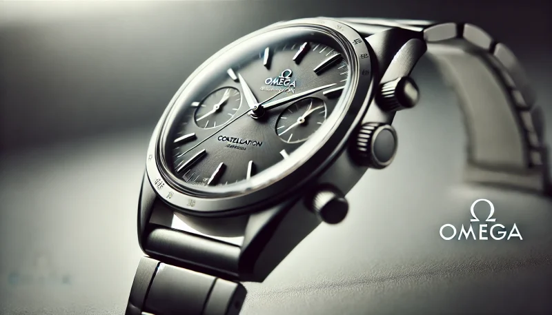 オメガ コンステレーション Cラインケースのクラシックなデザインのクローズアップ