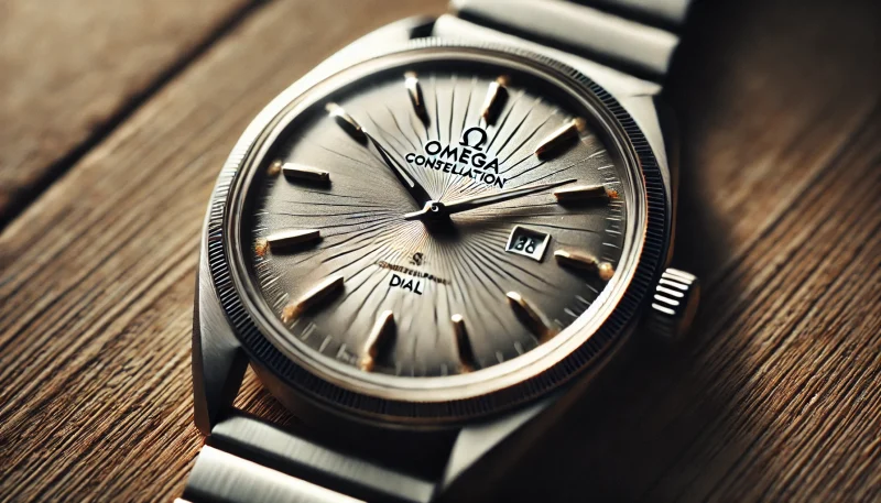 オメガ コンステレーションのパイパンダイヤルの詳細がわかるクローズアップ